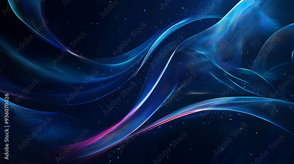 Fototapeta premium Dynamic Blue and Purple Waves in Futuristic Design