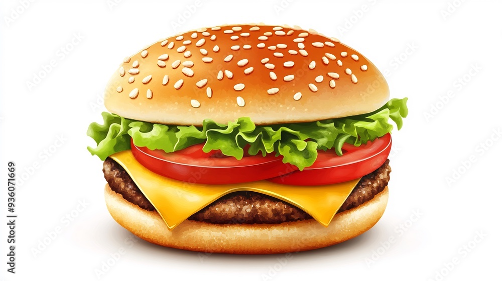 Delicious Cheeseburger with Sesame Seed Bun Delicious Cheeseburger with Sesame Seed Bun