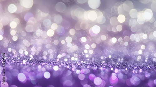 Blurry silver and lavender glitter background with a soft shine, leaving room for elegant text in the center. Great for classy and celebratory designs.