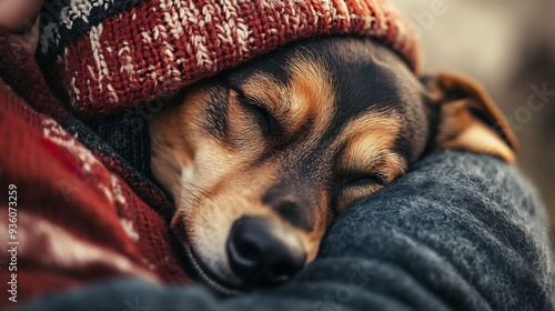 Sleeping Dog in the Arms of a Person