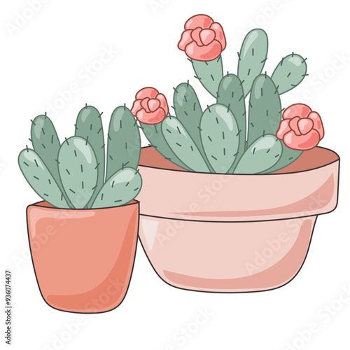 Doodle Flower and Pot Cartoon Icon. Abstract Bright Domestic Floral Plant in Vase Decorative Element Symbol Silhouette.