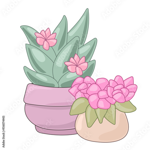 Doodle Flower and Pot Cartoon Icon. Abstract Bright Domestic Floral Plant in Vase Decorative Element Symbol Silhouette.