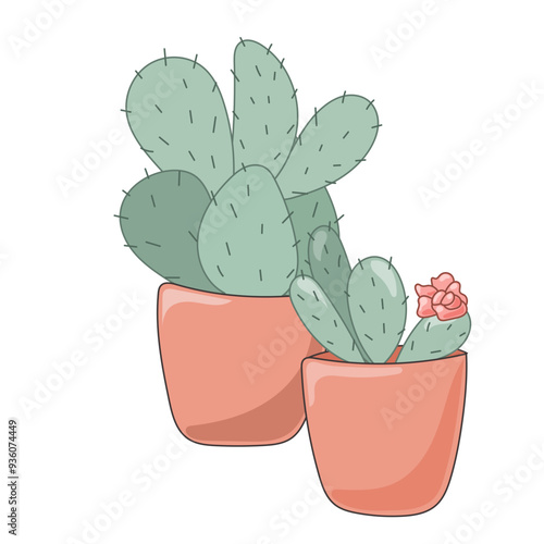 Doodle Flower and Pot Cartoon Icon. Abstract Bright Domestic Floral Plant in Vase Decorative Element Symbol Silhouette.