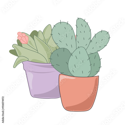 Doodle Flower and Pot Cartoon Icon. Abstract Bright Domestic Floral Plant in Vase Decorative Element Symbol Silhouette.