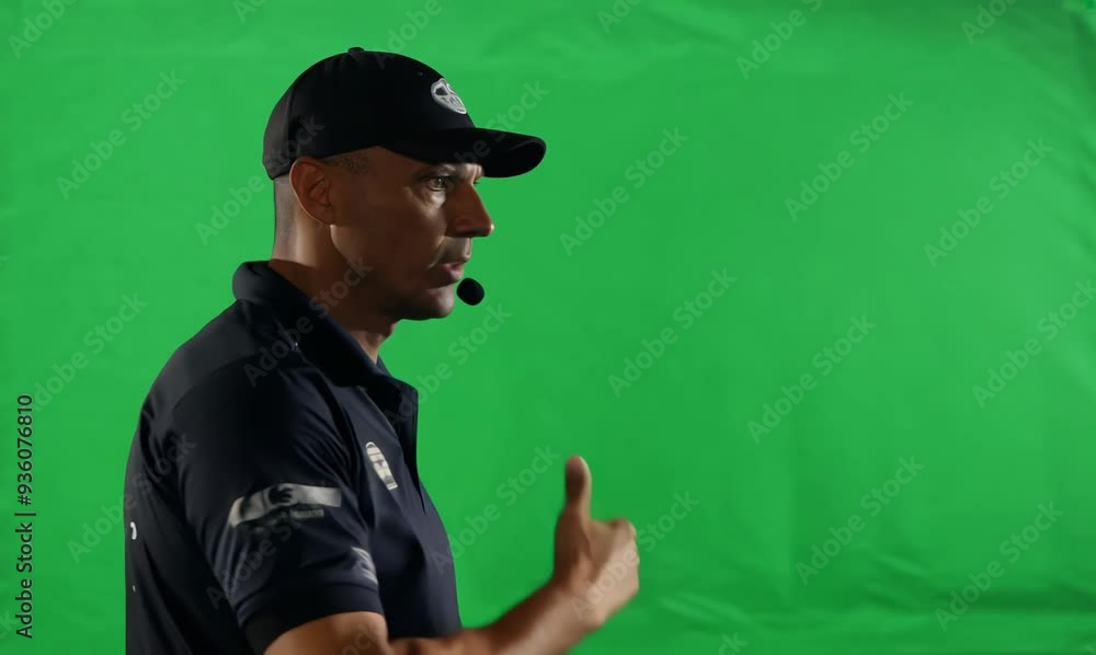Chroma Green Screen Over-the-Shoulder Soccer Coach Giving Instructions Chroma Green Screen Over-the-Shoulder Soccer Coach Giving Instructions