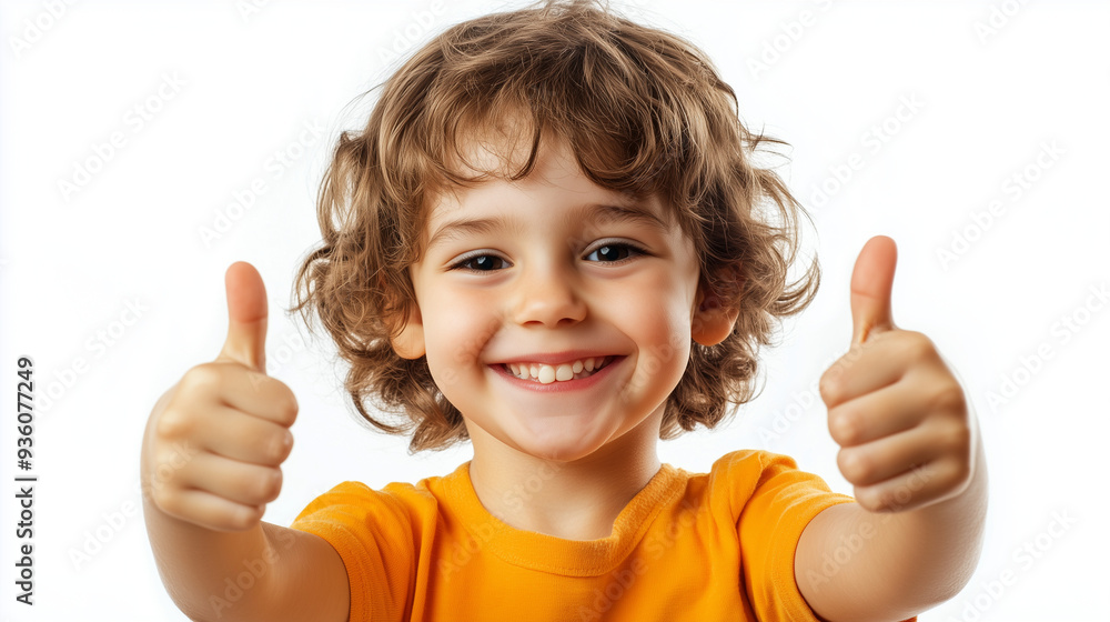 Happy child smiling and looking at the camera and showing thumbs up, close-up plans. AI generation Happy child smiling and looking at the camera and showing thumbs up, close-up plans. AI generation