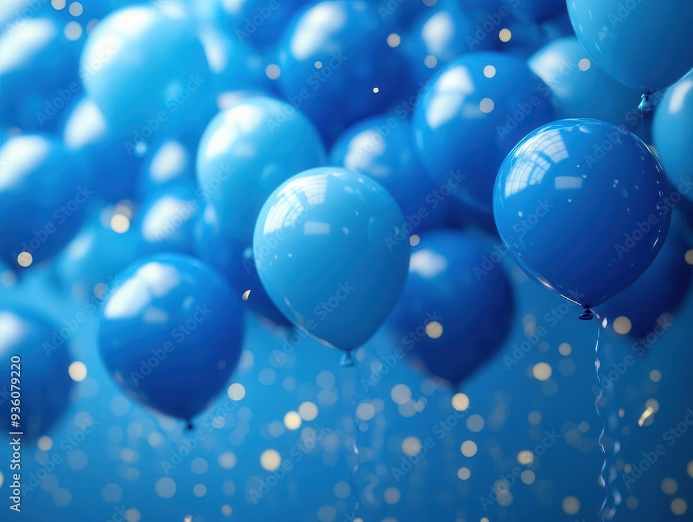 joyful sea of blue balloons filling frame various shades and sizes creating depth festive atmosphere with subtle confetti accents celebration theme banner joyful sea of blue balloons filling frame various shades and sizes creating depth festive atmosphere with subtle confetti accents celebration theme banner