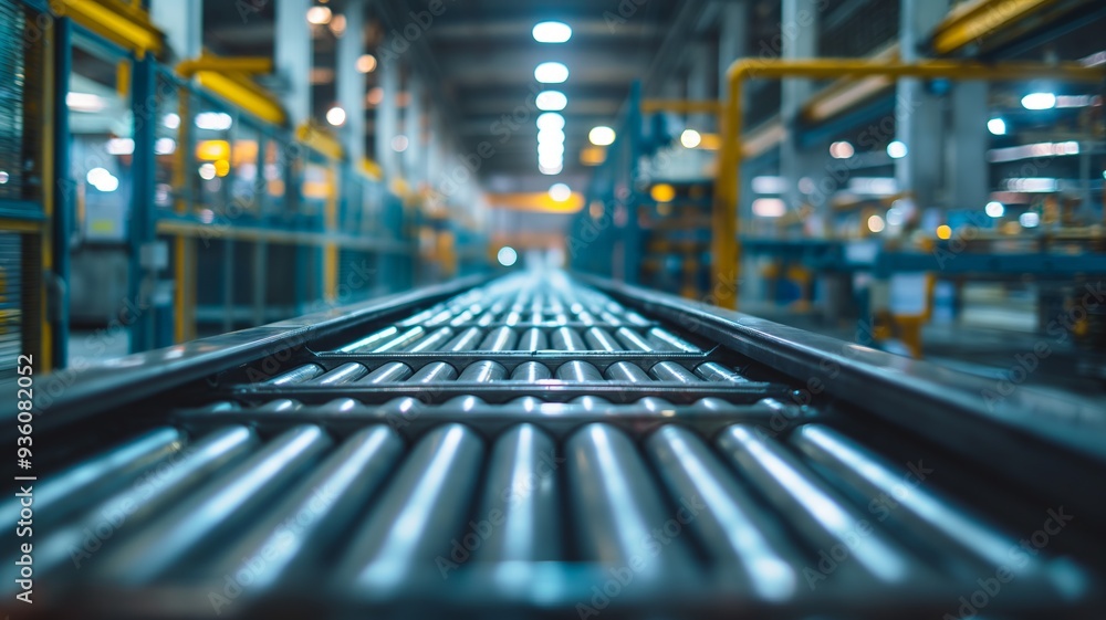 Close-up of Conveyor Belt in Industrial Factory Close-up of Conveyor Belt in Industrial Factory