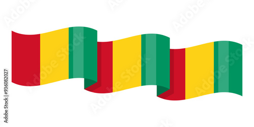 Vector illustration of wavy Guinea flag on transparent background