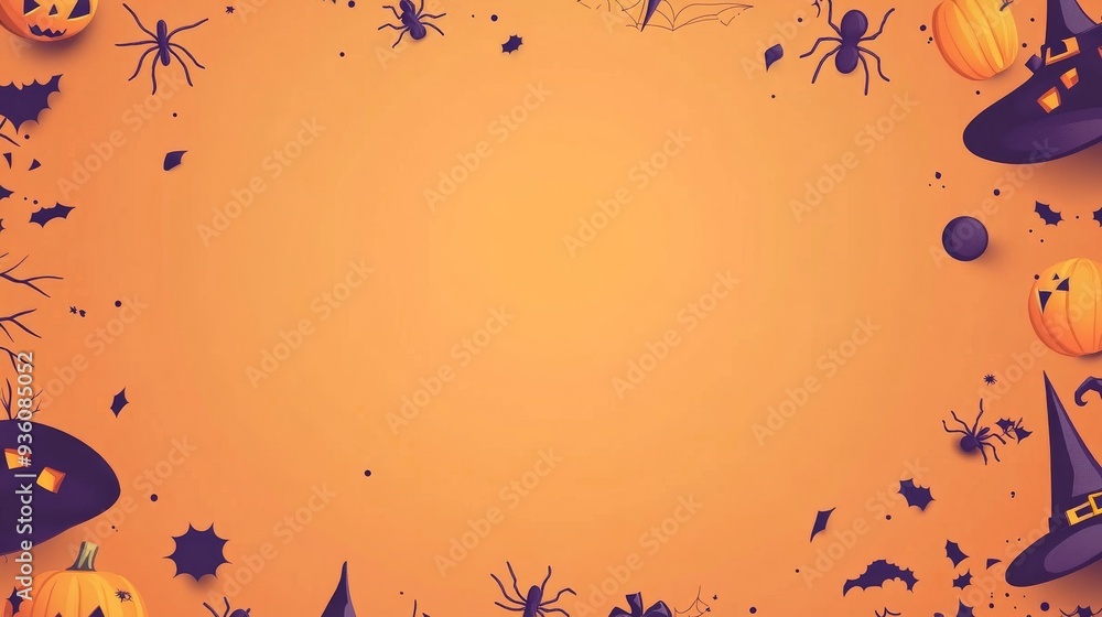 Spooky Halloween Gradient Wallpaper with Cartoonish Spider and Witch Patterns, Ideal for Event Invitations Spooky Halloween Gradient Wallpaper with Cartoonish Spider and Witch Patterns, Ideal for Event Invitations
