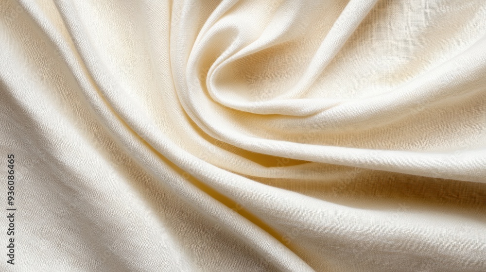 Fototapeta premium Elegant Fabric Texture Close-up with Soft Cream Beige Colors and Smooth Folds Captured in Detail