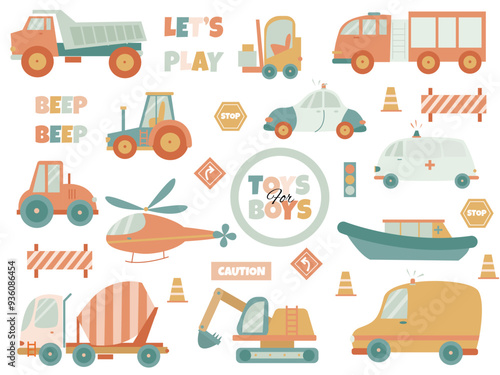 a cute set of children's transportation for boys