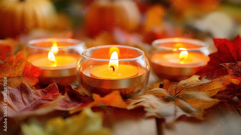 Autumn Candles with Fall Leaves and Warm Glow
Autumn Candles with Fall Leaves and Warm Glow