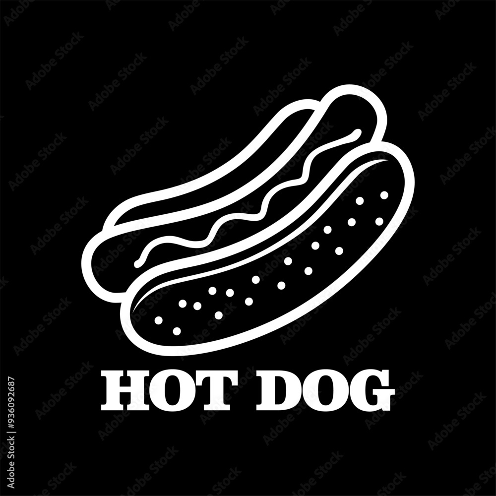 Fototapeta premium Hot dog logo vector simple design icon illustration template black and white