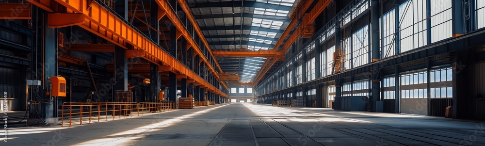 Industrial Building Interior: Steel Structure and Large Windows Industrial Building Interior: Steel Structure and Large Windows