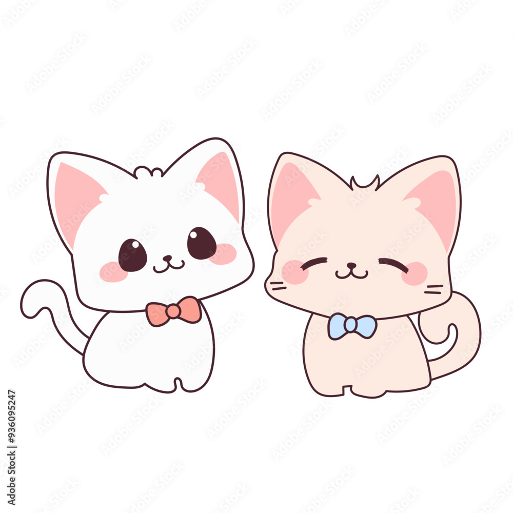 Doodle Kawaii Cute Cat Character Icon. Funny Lovely Adorable Kitty Pet Animal Symbol Decorative hand drawn Element. 