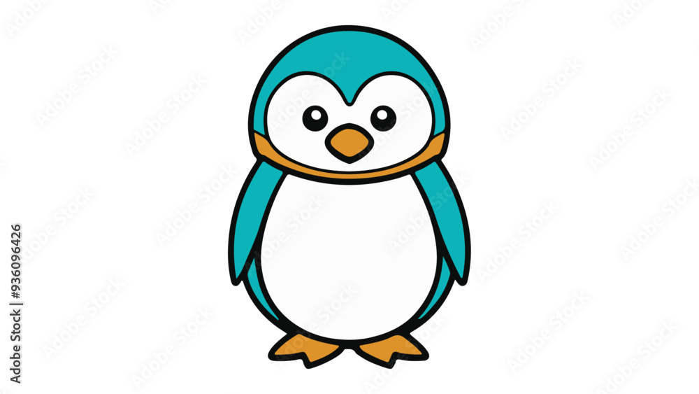 Obraz premium cute colorful cartoon penguin illustration