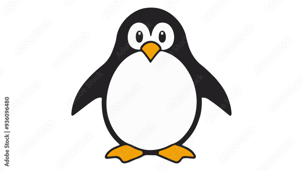 Obraz premium cute linux like penguin simple illustration in vector