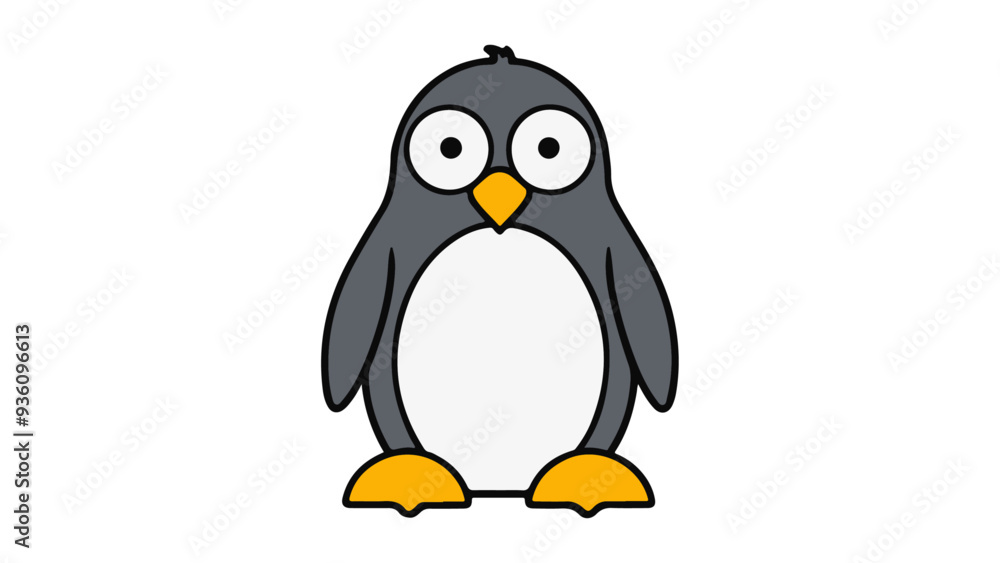 Fototapeta premium cute penguin simple illustration with big eyes
