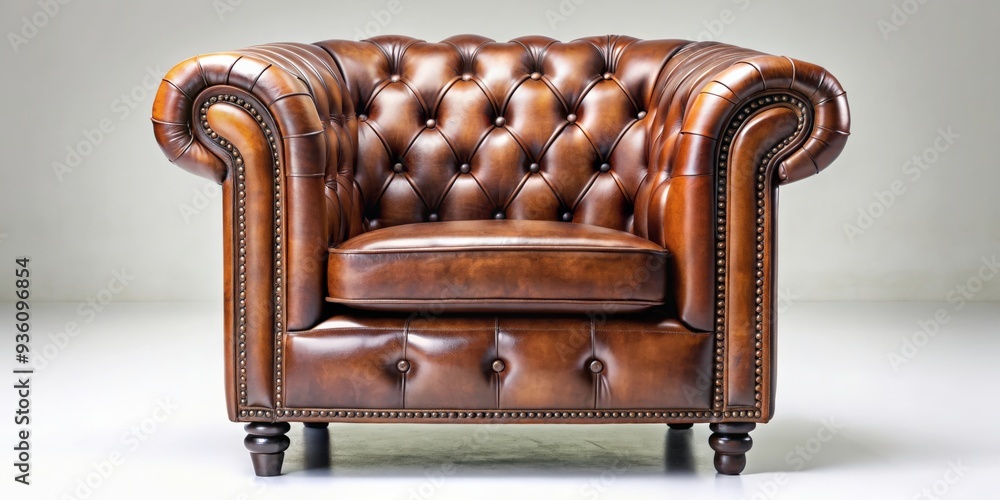 Fototapeta premium Classic leather armchair with elegant design and comfortable seating