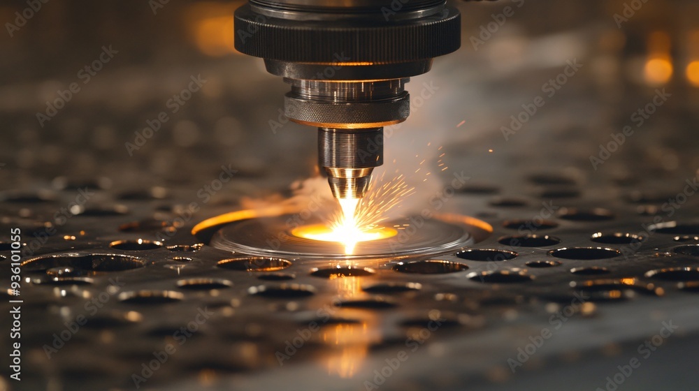 Close-up of a grinder with sparks and fire, featuring metal and steel elements in a white and isolated setting with water and glass objects Close-up of a grinder with sparks and fire, featuring metal and steel elements in a white and isolated setting with water and glass objects