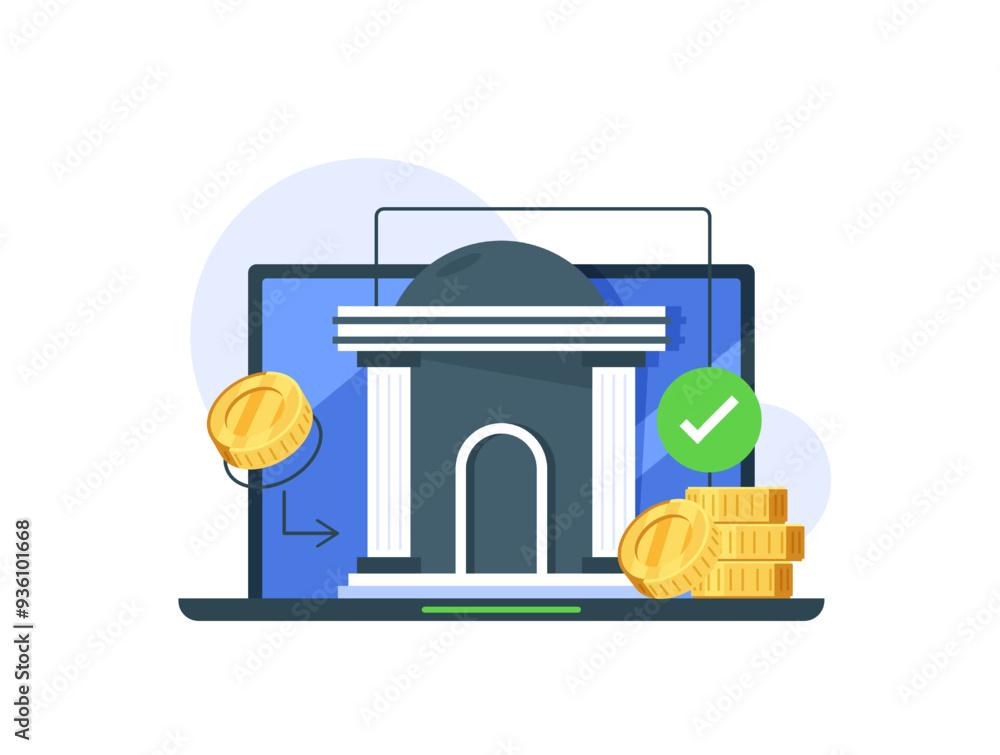 Online banking, internet payments, money transactions,flat design icon vector illustration Online banking, internet payments, money transactions,flat design icon vector illustration
