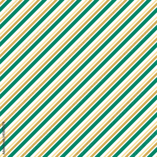 Green and gold diagonal striped Christmas seamless pattern