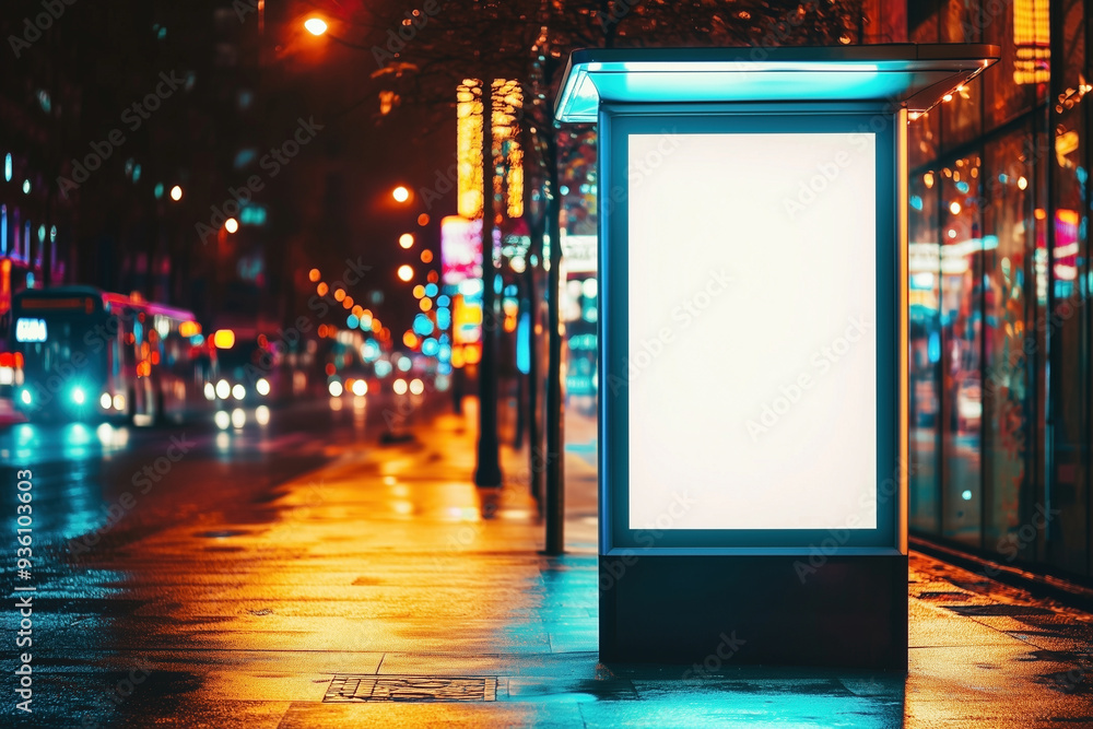 Billboard advertising mockup, street and night background Billboard advertising mockup, street and night background