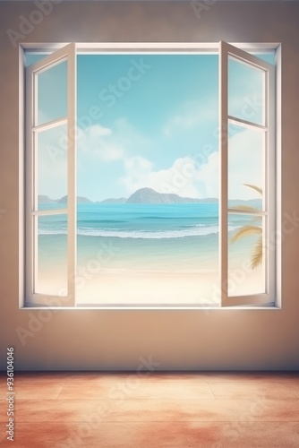 Minimalist Interior with Ocean View Through Large Window