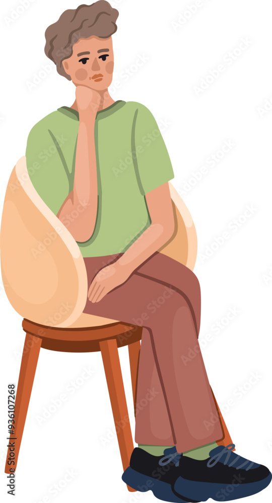 Fototapeta premium A man is bored on a chair. Flat character. Vector.