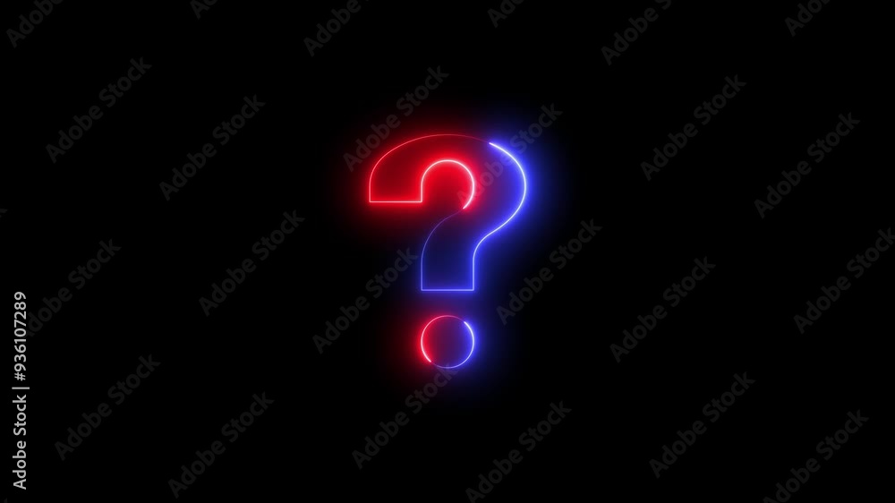Neon question mark icon. Blue and pink neon glowing question mark abstract black background Neon question mark icon. Blue and pink neon glowing question mark abstract black background