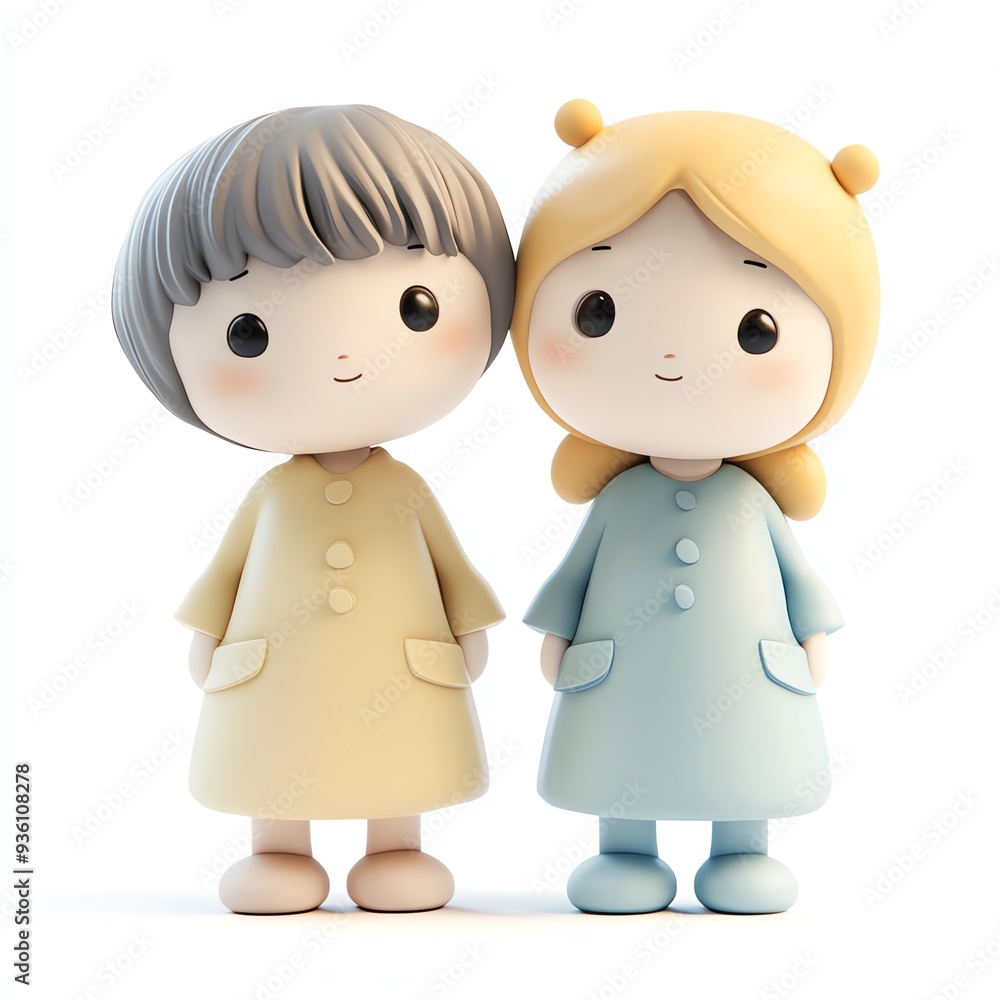 Charming cartoon characters dressed in pastel coats, ideal for children's design projects and playful themes. Charming cartoon characters dressed in pastel coats, ideal for children's design projects and playful themes.