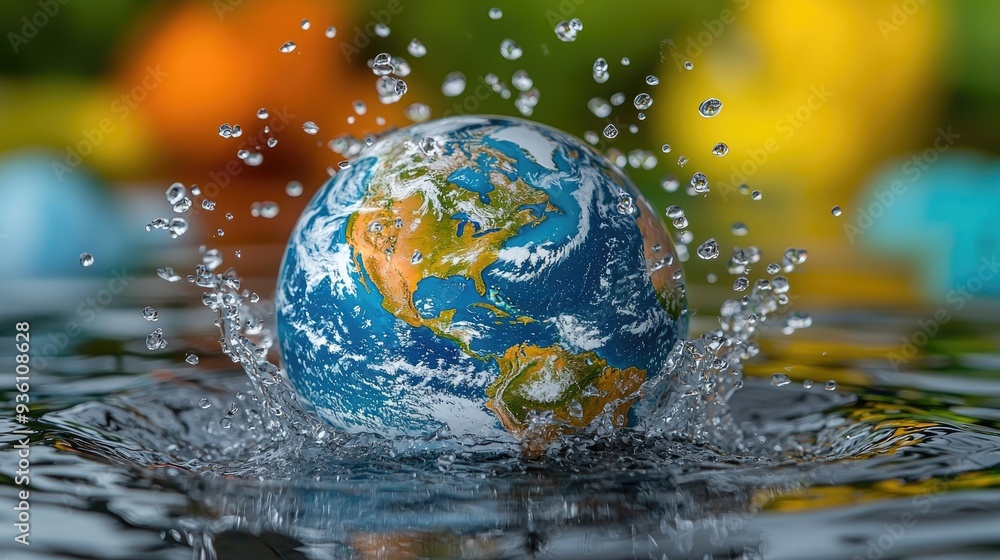 Saving water and world environmental protection concept. Earth, globe, ecology, nature, planet concepts Saving water and world environmental protection concept. Earth, globe, ecology, nature, planet concepts