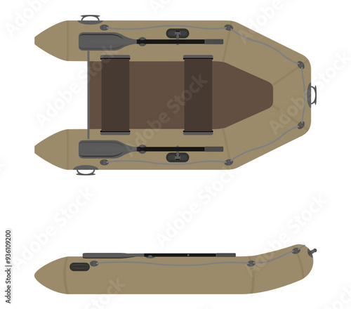 inflatable rubber boat for fishing and tourism flat style vector illustration isolated on white background
