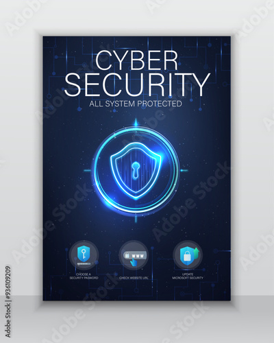 cyber security flyer design layout template,