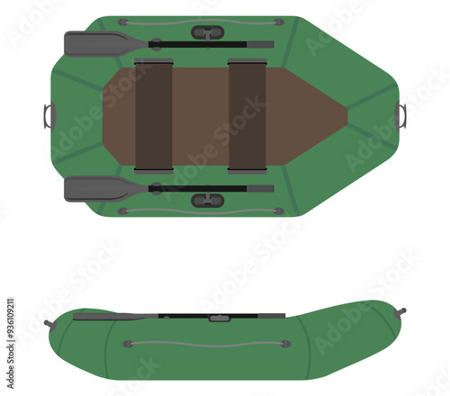 inflatable rubber boat for fishing and tourism flat style vector illustration isolated on white background