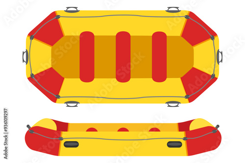 inflatable rafting boat flat style vector illustration isolated on white background