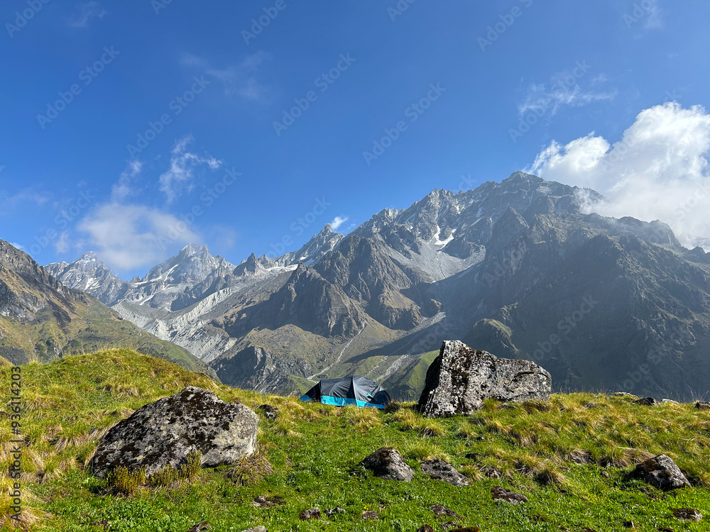 Fototapeta premium Mountains seen from Thurju, Lamjung | Trekking in Nepal