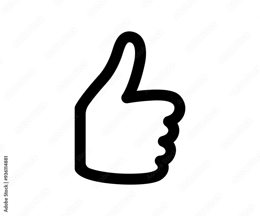 Thumbs up icon. Black line thumb up symbol. Like vector illustration. Thumbs up icon. Black line thumb up symbol. Like vector illustration.