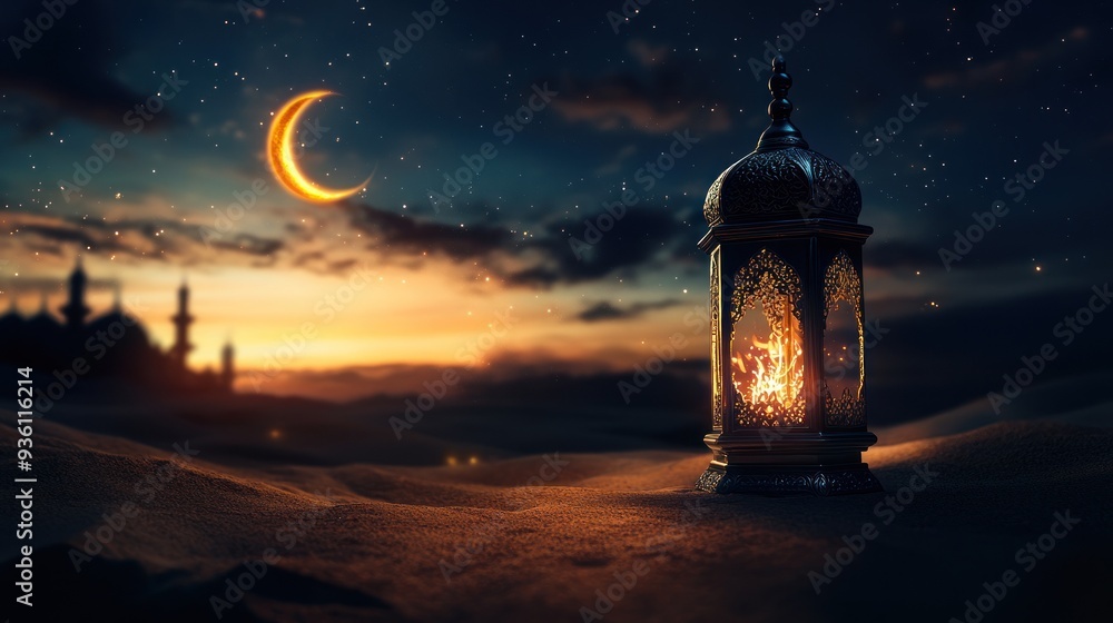 Ramadan Lantern in Desert Night Ramadan Lantern in Desert Night