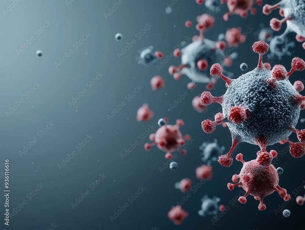 Virus mutation process, molecular changes, 3D illustration Virus mutation process, molecular changes, 3D illustration