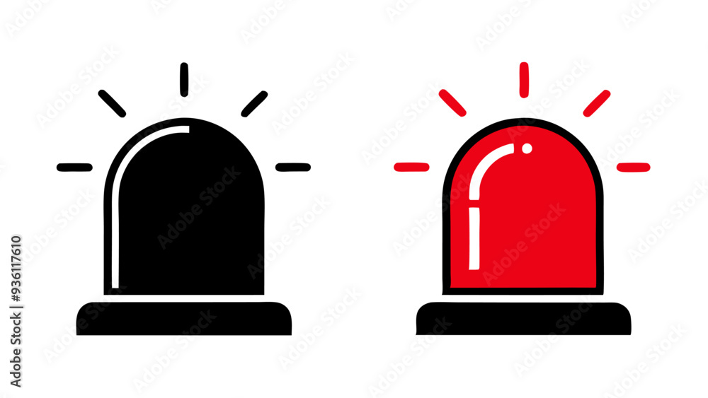 Vector illustrations of alarm flasher icons representing emergency alerts, warnings, and signals. Ideal for use in safety designs, emergency systems, and warning signs. Vector illustrations of alarm flasher icons representing emergency alerts, warnings, and signals. Ideal for use in safety designs, emergency systems, and warning signs.