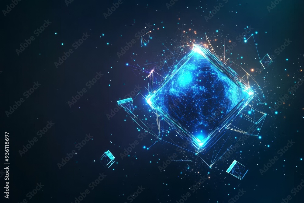 Earth globe and virtual world with data blocks Earth globe and virtual world with data blocks