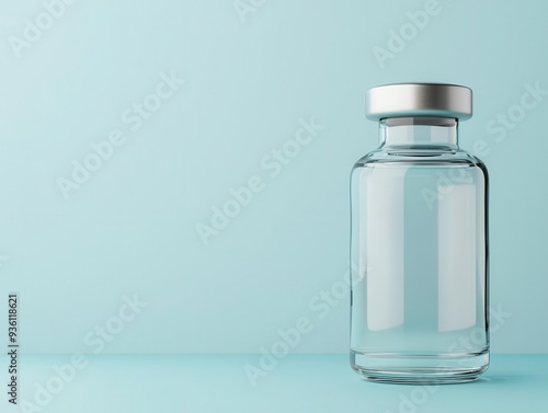 Vaccine bottle on sterile table, clinical setting, 3D illustration