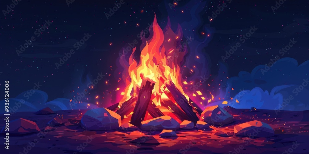 Desert Campfire at Night Desert Campfire at Night
