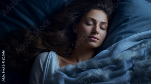 Top View of Young Woman Sleeping