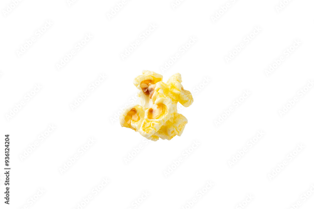 Salted popcorn isolated on white background. Cinema and entertainment concept. Movie night with popcorn. Delicious appetizer, snack. Salted popcorn isolated on white background. Cinema and entertainment concept. Movie night with popcorn. Delicious appetizer, snack.