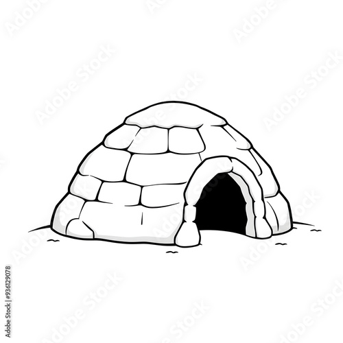 Igloo cartoon style icon illustration on white background. Generative AI