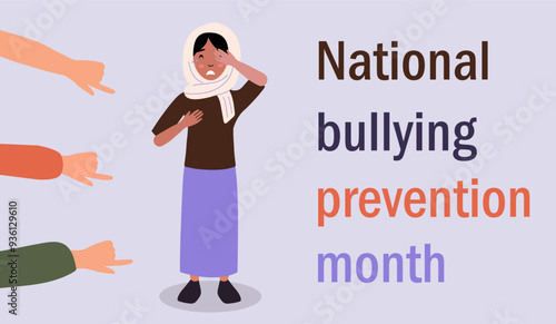 National bullying prevention month awareness campaign focusing on a young girl facing bullying