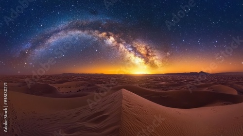 Milky Way Arching Over a Desert Landscape at Night